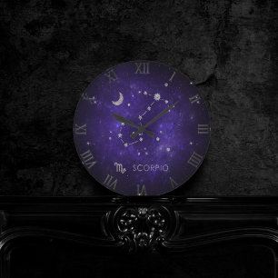 Purple Scorpio Zodiac   Cosmic Astrology Horoscope Round Clock