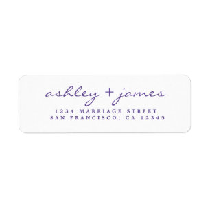 Purple Script Elegant Wedding Return Address Label