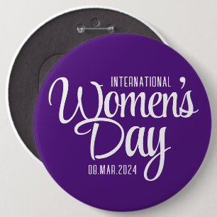 Purple Script International Women's Day March 8 6 Cm Round Badge