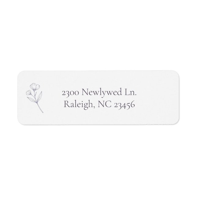 Purple Script Line Art Return Address Label (Front)