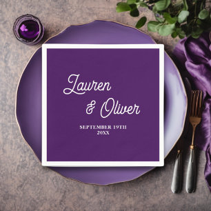 Purple Script Minimalist Wedding Napkin