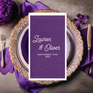 Purple Script Minimalist Wedding Napkin