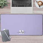 Purple Script Name Monogram Desk Mat<br><div class="desc">Personalised Initial Name Monogram Purple Desk Mat. Add a personal and stylish touch to your workspace with this custom desk mat, perfect as an office accessory or oversized mouse pad. The design features a soft purple background with a white initial and black script name placed at the bottom centre. You...</div>