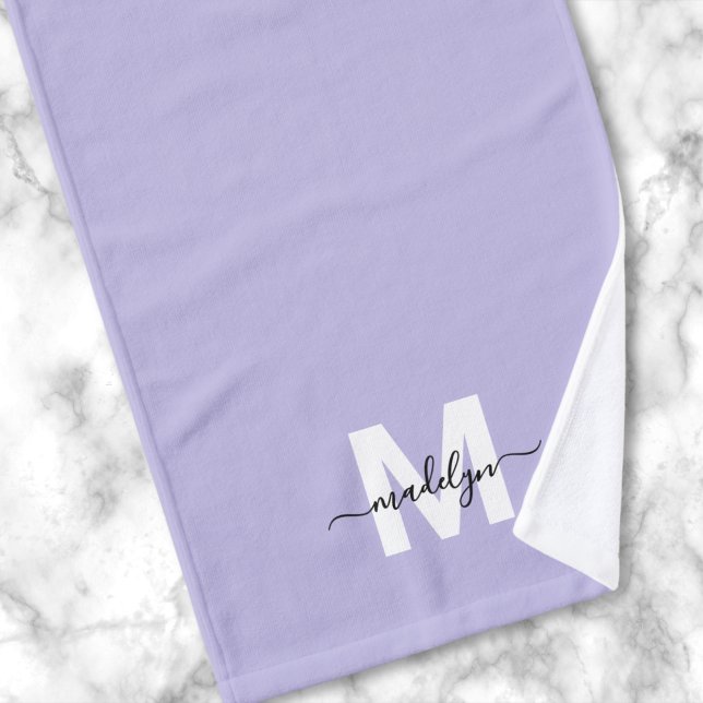 Purple Script Name Monogram Hand Towel (Purple Script Name Monogram Hand Towel )