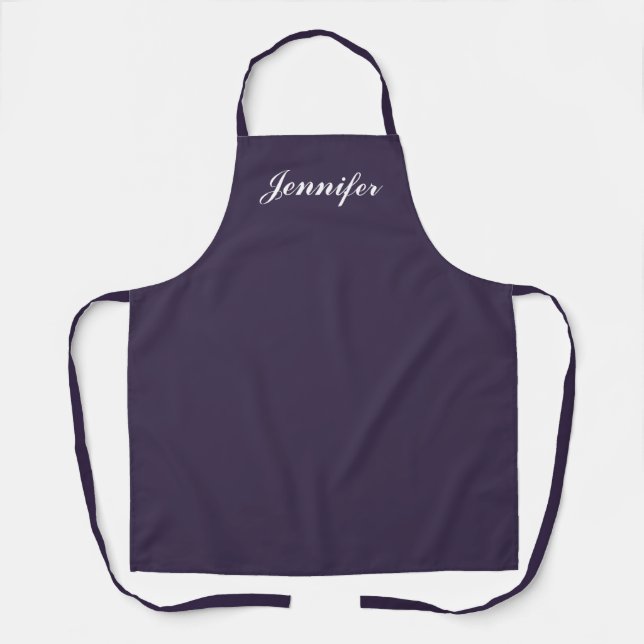 Purple Script Personalised Name Kitchen Apron (Front)
