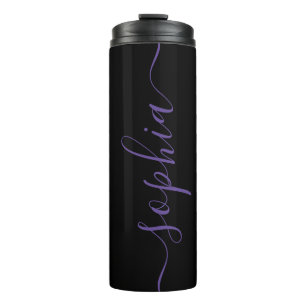 Purple Script Personalizable Name Thermal Tumbler