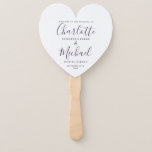 Purple Script Wedding Ceremony Heart Hand Fan<br><div class="desc">This stylish wedding program can be personalized with your special wedding day information featuring chic modern typography. Designed by Thisisnotme©</div>