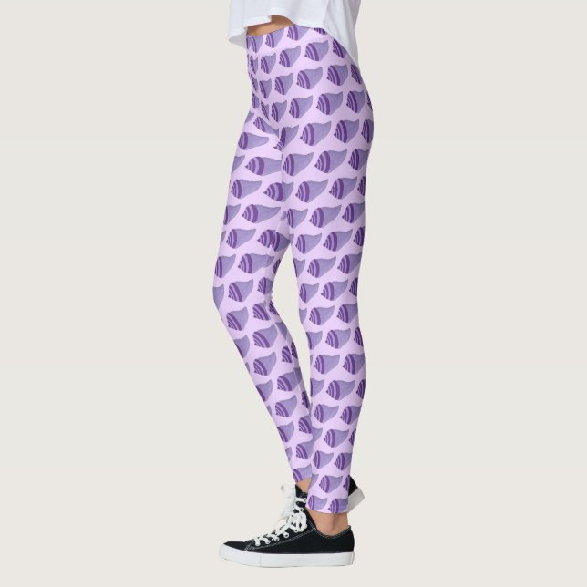 Purple Sea Shell Seashell Conch Ocean Beach Leggings (Left)
