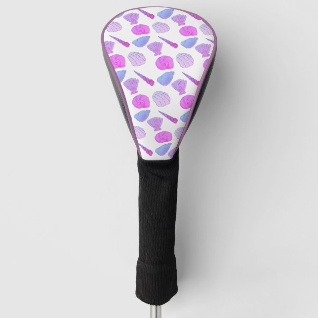 Purple Sea Shells Golf Head Cover (Front)
