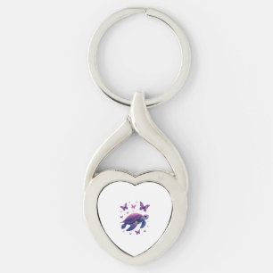 Purple - Sea Turtle Butterfly T-Shirt Key Ring