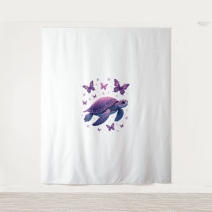 Purple - Sea Turtle Butterfly T-Shirt Tapestry