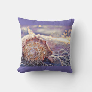 Purple seashell in the sea painting cushion