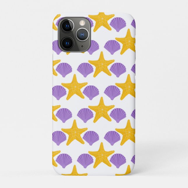 Purple Seashells Yellow Starfish Marine Life Case-Mate iPhone Case (Back)