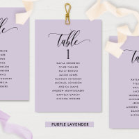 Purple Seating Plan Cards with Guest Names 