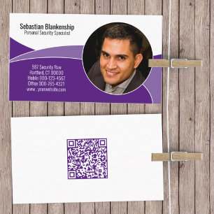 Purple Security Professional Custom Photo QR Code Business Card