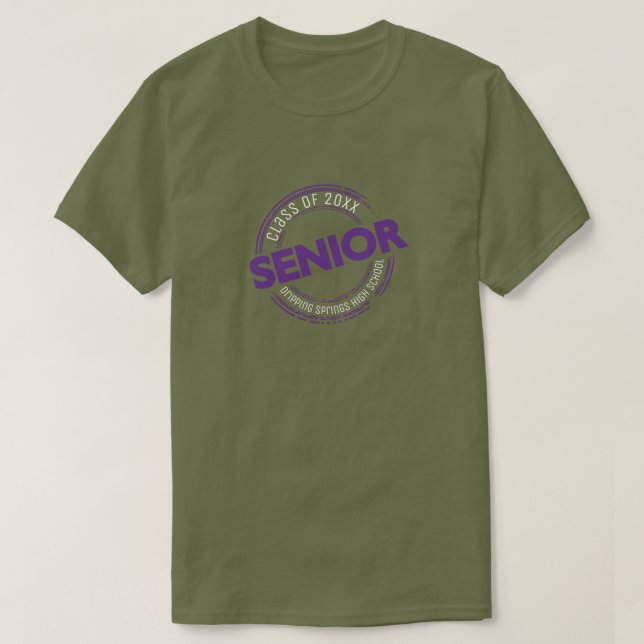 Purple Senior Class of Distressed Badge T-Shirt (Design Front)