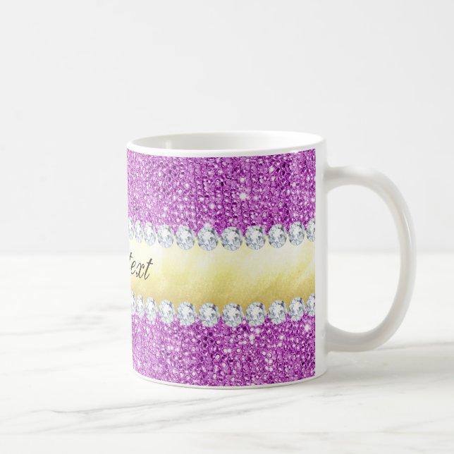 Purple Sequins Gold Foil and Diamonds Coffee Mug (Right)