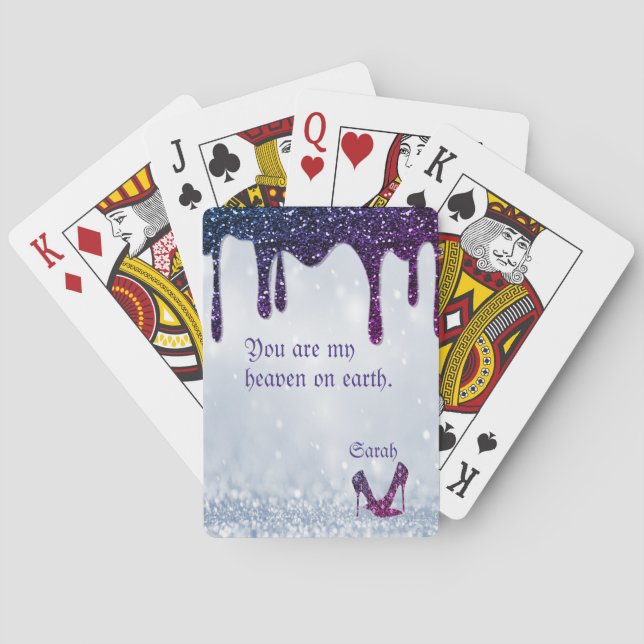 Purple Sequins, Heels Playing Cards (Back)