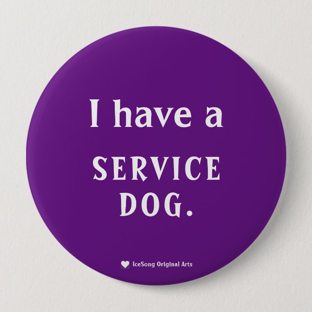 Purple Service Dog 10 Cm Round Badge (Front)