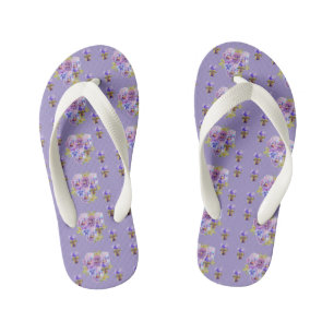 Purple Shabby Chic Pansy Flowers Beach Thongs