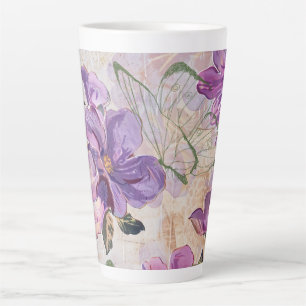 Purple Shabby Cottage Butterfly Latte Mug