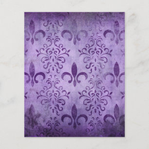 Purple Shabby Fleur de lis Scrapbook Paper
