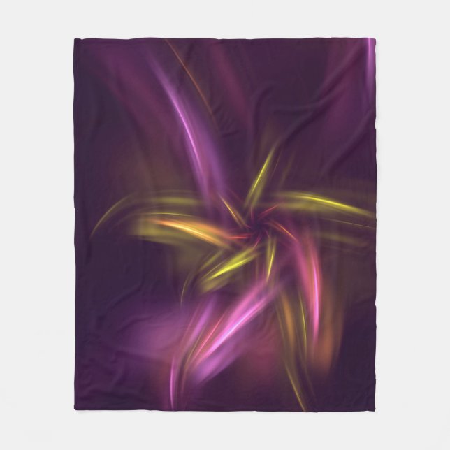 Purple Shades Abstract Flower Fantasy Fleece Blanket (Front)