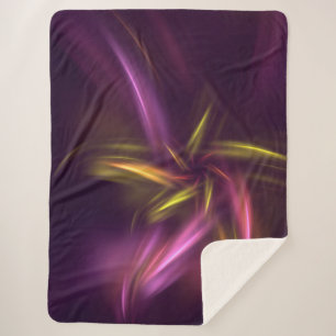 Purple Shades Abstract Flower Fantasy Sherpa Blanket