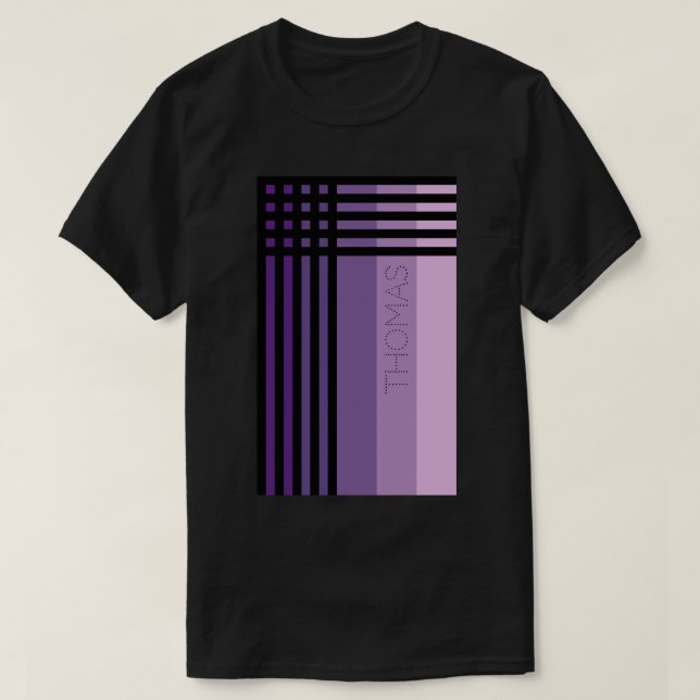 Purple Shades And Black Stripes Personalised Name T-Shirt (Design Front)