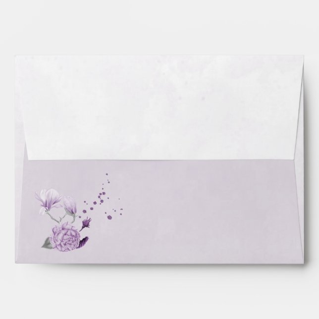 purple shades flowers botanical wedding envelope (Back (Top Flap))