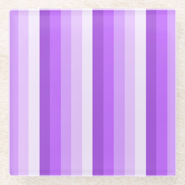 Purple shadow stripes glass coaster (Front)