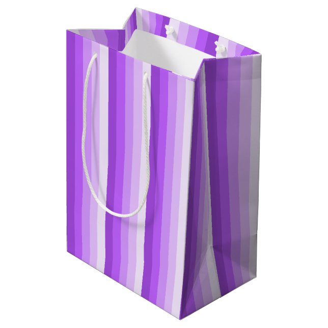 Purple shadow stripes medium gift bag (Back Angled)
