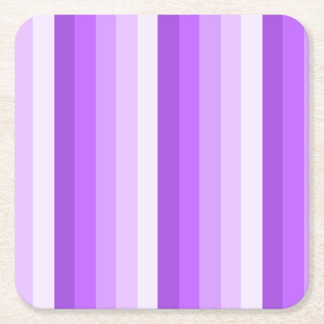 Purple shadow stripes square paper coaster (Front)