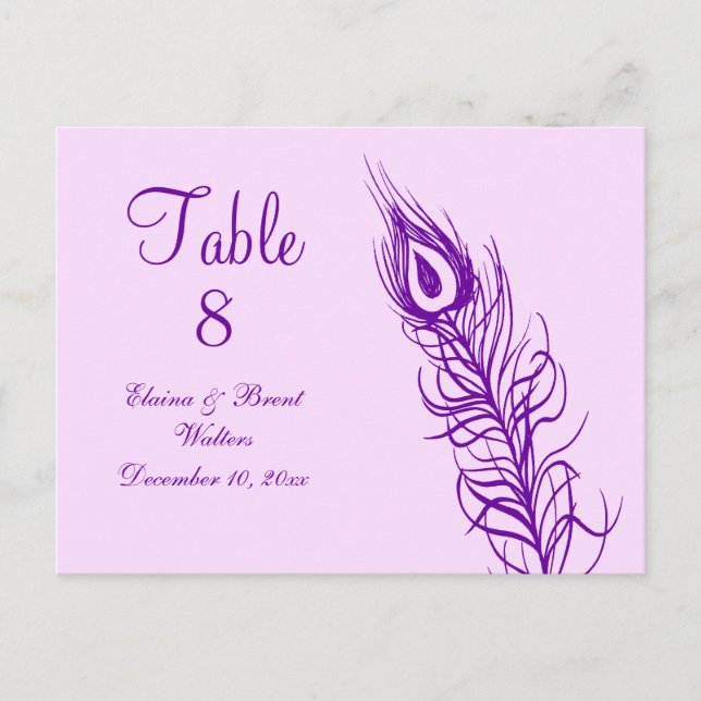 Purple Shake your Tail Feathers Table Number Postcard (Front)