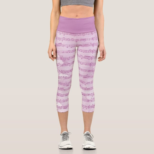 Purple Sheet Music Capri Leggings (Front)