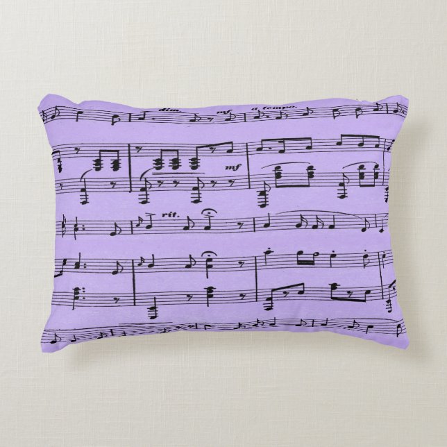 Purple Sheet Music Decorative Cushion (Front)
