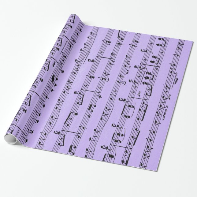 Purple Sheet Music Wrapping Paper (Unrolled)