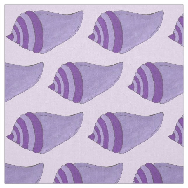 Purple Shells Conch Seashell Beach Ocean Summer Fabric (Swatch)