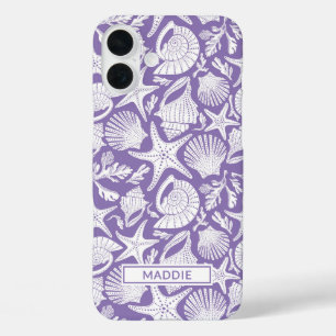Purple Shells Personalised iPhone 16 Plus Case