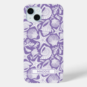 Purple Shells Personalised iPhone 15 Mini Case