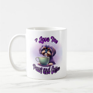 Purple Shih Tzu: I love my paws and coffee Mug