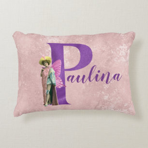 Purple Shimmer Illustrated Letter P  Decorative Cushion