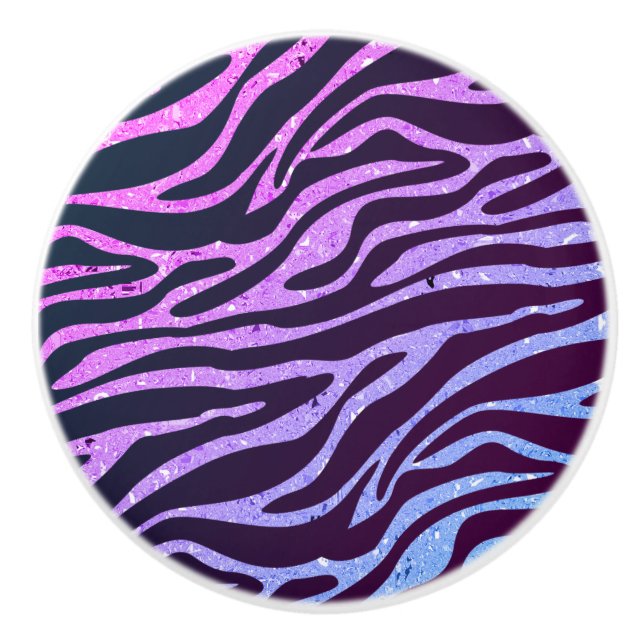 Purple shine and zebra print ceramic knob (Front)