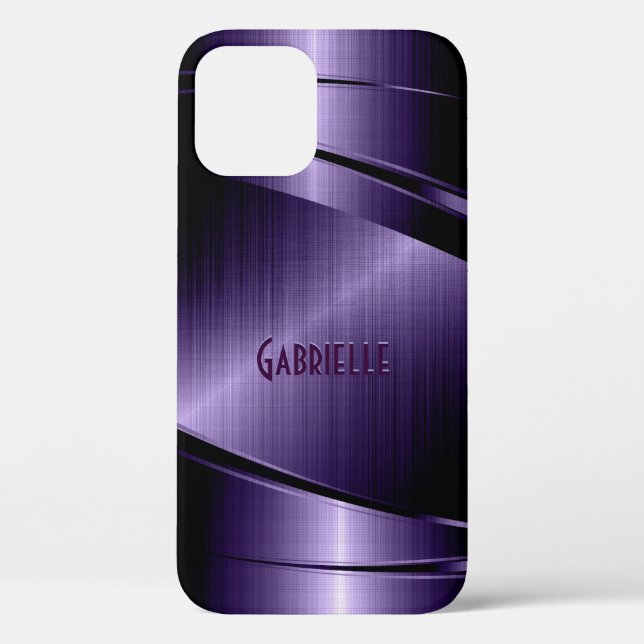 Purple Shiny Metallic Brushed Aluminium Look Case-Mate iPhone Case (Back)