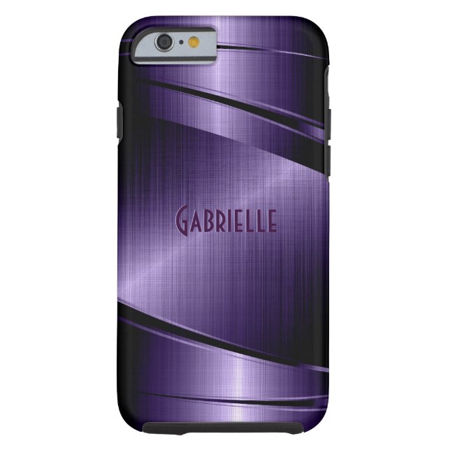 Purple Shiny Metallic Brushed Aluminium Look Case-Mate iPhone Case (Back)