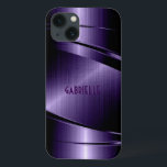 Purple Shiny Metallic Brushed Aluminium Look iPhone 13 Case<br><div class="desc">Shiny purple metallic brushed aluminium look. Custom and optional monogram. Cool masculine design. Available on other products</div>