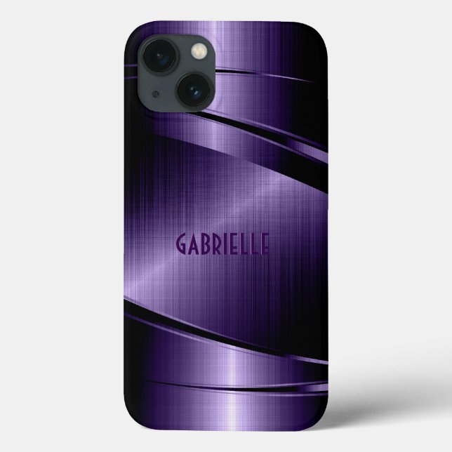 Purple Shiny Metallic Brushed Aluminium Look Case-Mate iPhone Case (Back)