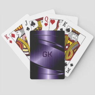 Purple Shiny Metallic Brushed Aluminium Look  Playing Cards
