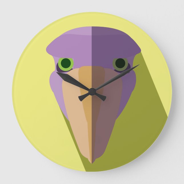 Purple Shoebill Stork Icon Large Clock (Front)