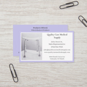 Purple Shower Chair Equipment Medical Senior Care Business Card